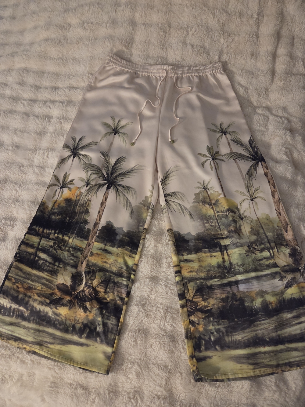 Rachel Zoe Pale Pink Satin Elastic Waist Pants